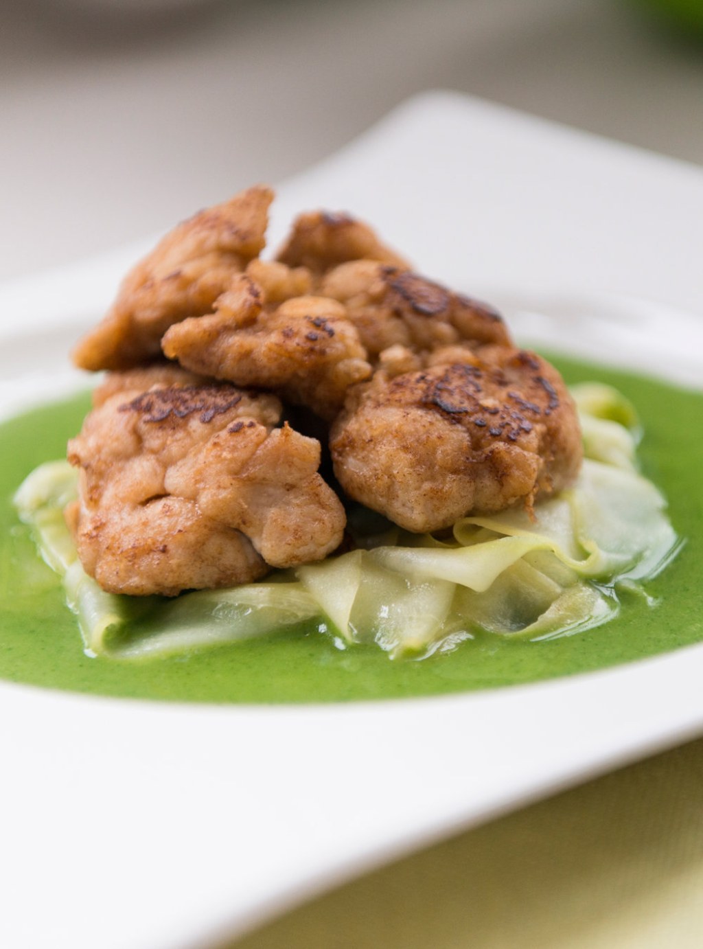 Picture of: Stelio Perombelon’s Seared Sweetbread with Warm Cucumber and Parsley Butter
