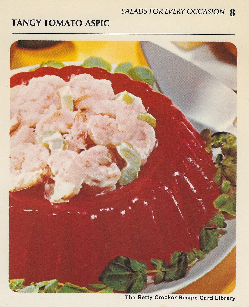 Picture of: Tangy Tomato Aspic  Vintage Recipe Cards